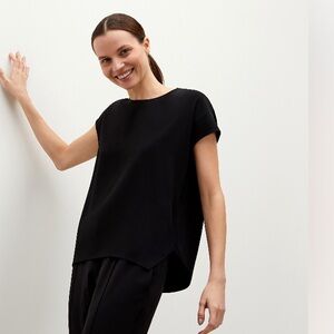 MM LaFleur The Didion Crepe Top Boxy Black Size M